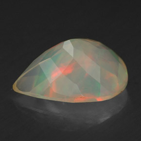 Opale naturale multicolore da 2,19 ct, taglio a pera, trasparente