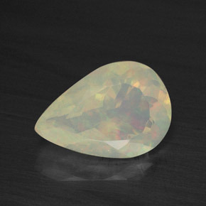 Opale naturale multicolore da 1,85 ct, taglio a pera, trasparente