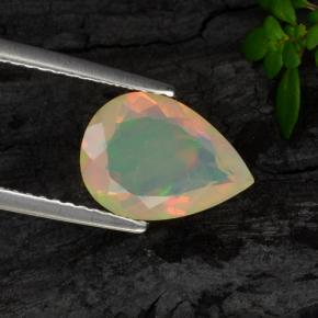 Opale naturale giallo da 1,28 ct, taglio a pera, trasparente