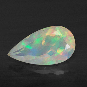 Opale naturale multicolore da 1,63 ct, taglio a pera, trasparente