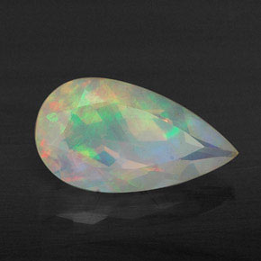 Opale naturale multicolore da 1,63 ct, taglio a pera, trasparente