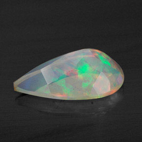 Opale naturale multicolore da 1,63 ct, taglio a pera, trasparente