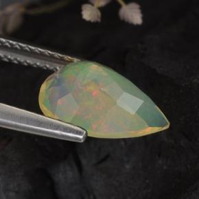 Opale naturale multicolore da 1,33 ct, taglio a pera, trasparente