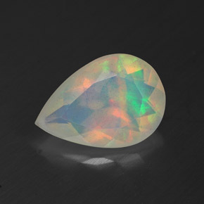 Opale naturale multicolore da 1,77 ct, taglio a pera, trasparente