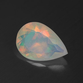 Opale naturale multicolore da 1,77 ct, taglio a pera, trasparente