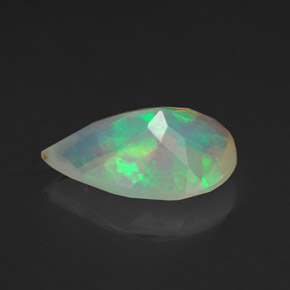Opale naturale multicolore da 1,77 ct, taglio a pera, trasparente
