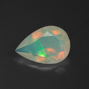 Opale naturale multicolore da 1,53 ct, taglio a pera, trasparente