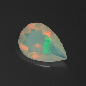 Opale naturale multicolore da 1,53 ct, taglio a pera, trasparente