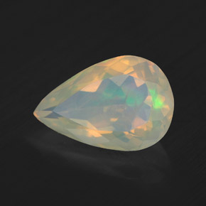 Opale naturale multicolore da 2,16 ct, taglio a pera, trasparente