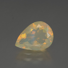 Opale naturale multicolore da 1,68 ct, taglio a pera, trasparente