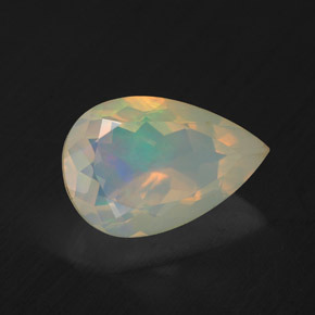 Opale naturale multicolore da 1,93 ct, taglio a pera, trasparente