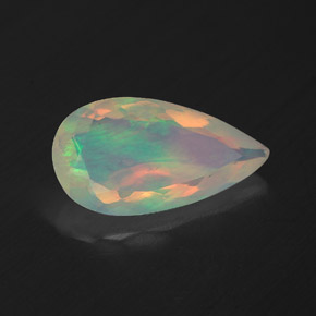 Opale naturale multicolore da 1,39 ct, taglio a pera, trasparente