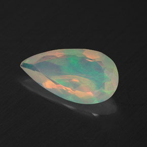 Opale naturale multicolore da 1,39 ct, taglio a pera, trasparente