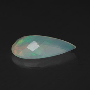 Opale naturale multicolore da 1,39 ct, taglio a pera, trasparente