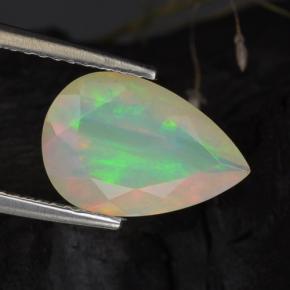 Opale naturale bianco da 1,64 ct, taglio a pera, trasparente