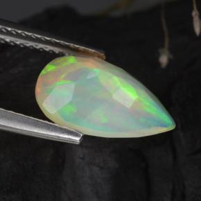 Opale naturale bianco da 1,64 ct, taglio a pera, trasparente