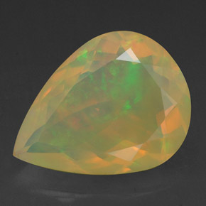 Opale naturale multicolore da 2,28 ct, taglio a pera, trasparente
