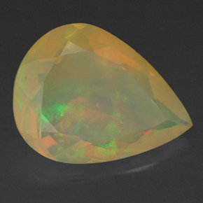 Opale naturale multicolore da 2,28 ct, taglio a pera, trasparente