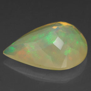 Opale naturale multicolore da 2,28 ct, taglio a pera, trasparente