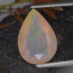 Opale naturale multicolore da 1,45 ct, taglio a pera, trasparente