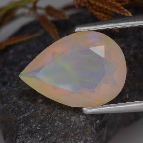 Opale naturale multicolore da 1,45 ct, taglio a pera, trasparente