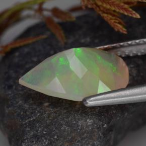 Opale naturale multicolore da 1,45 ct, taglio a pera, trasparente