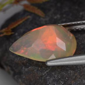 Opale naturale multicolore da 1,33 ct, taglio a pera, trasparente