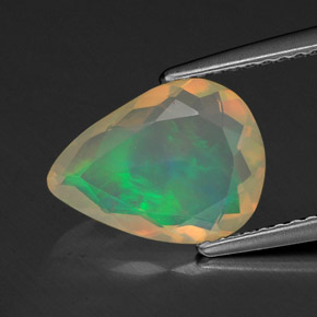 Opale naturale multicolore da 1,42 ct, taglio a pera, trasparente