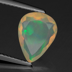 Opale naturale multicolore da 1,42 ct, taglio a pera, trasparente