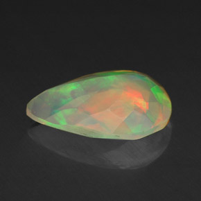 Opale naturale multicolore da 1,42 ct, taglio a pera, trasparente