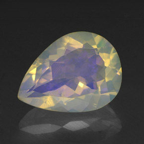Opale naturale multicolore da 1,87 ct, taglio a pera, trasparente