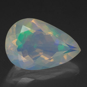 Opale naturale multicolore da 2,80 ct, taglio a pera, trasparente