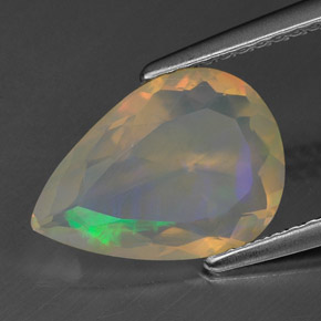 Opale naturale multicolore da 1,54 ct, taglio a pera, trasparente