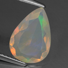Opale naturale multicolore da 1,54 ct, taglio a pera, trasparente