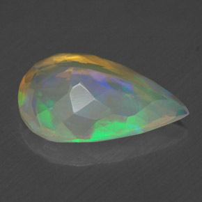 Opale naturale multicolore da 1,54 ct, taglio a pera, trasparente