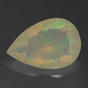 Opale naturale multicolore da 1,43 ct, taglio a pera, trasparente