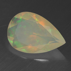 Opale naturale multicolore da 1,43 ct, taglio a pera, trasparente