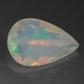Opale naturale multicolore da 1,40 ct, taglio a pera, trasparente