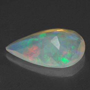 Opale naturale multicolore da 1,40 ct, taglio a pera, trasparente