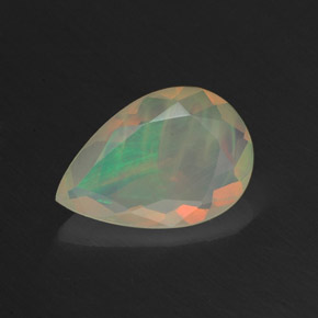 Opale naturale multicolore da 1,01 ct, taglio a pera, trasparente