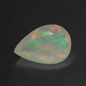 Opale naturale multicolore da 1,26 ct, taglio a pera, trasparente