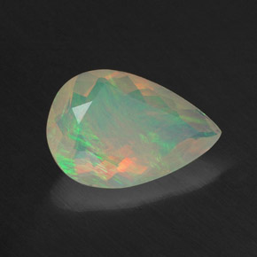Opale naturale multicolore da 1,26 ct, taglio a pera, trasparente