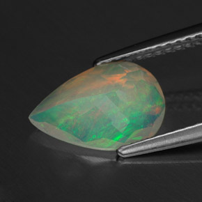 Opale naturale multicolore da 1,26 ct, taglio a pera, trasparente