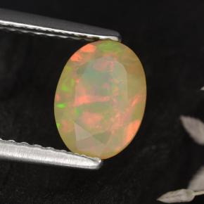 Opale naturale giallo da 0,72 ct, taglio ovale, traslucido
