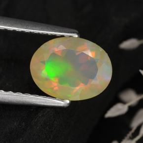 Opale naturale multicolore da 0,75 ct, taglio ovale, trasparente