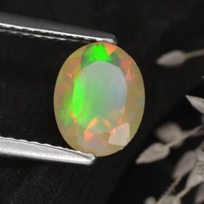 Opale naturale multicolore da 0,75 ct, taglio ovale, trasparente
