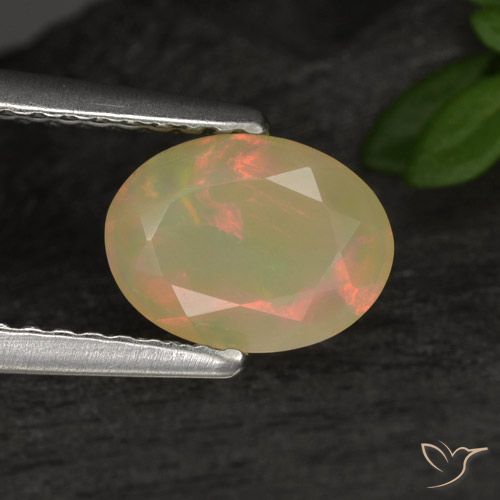 0.79ct Naturale Multicolore Opale, Ovale, Traslucido