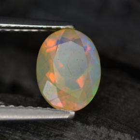 Opale naturale multicolore da 0,88 ct, taglio ovale, traslucido