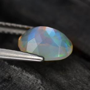 Opale naturale multicolore da 0,88 ct, taglio ovale, traslucido
