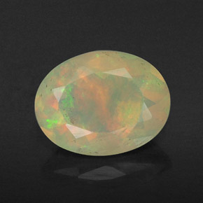 Opale naturale multicolore da 0,80 ct, taglio ovale, trasparente